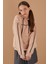 Bej Baskılı Kız Çocuk Şeritli Kapüşonlu Sweatshirt 19220 3