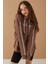Kahverengi Baskılı Kız Çocuk Şeritli Kapüşonlu Sweatshirt 19221 3