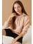 Bej Kabartmalı Yazılı Kapüşonlu Kız Çocuk Sweatshirt 19302 5
