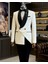 İtalyan Stil Slim Fit Şal Yaka Kruvaze Ceket Pantolon Damatlık Set Beyaz T12028 1