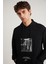 Toronto Erkek Kapüşonlu Pamuk Baskı Detaylı Siyah Sweatshirt 2