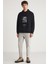 Toronto Erkek Kapüşonlu Pamuk Baskı Detaylı Siyah Sweatshirt 5