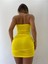 Sarı Bodycon Mini Dekolteli Elbise 2