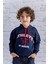 Erkek Çocuk Kapüşonlu Baskılı Sweatshirt - Lacivert 1