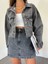Çift Cepli Yıkamalı Crop Denim Ceket 2