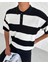 Siyah Çizgili Düğmeli Polo Yaka Oversize Triko T-Shirt 1