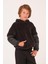 Unisex Çocuk Kapitone Detaylı Peluş Sweatshirt - Siyah 1
