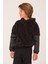 Unisex Çocuk Kapitone Detaylı Peluş Sweatshirt - Siyah 3