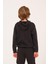 Unisex Çocuk Yazı Baskı Detaylı Kapüşonlu Sweatshirt - Siyah 2