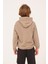 Unisex Çocuk Yazı Baskı Detaylı Kapüşonlu Sweatshirt - Açık Haki 8