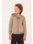 Unisex Çocuk Yazı Baskı Detaylı Kapüşonlu Sweatshirt - Açık Haki 2