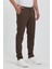 Theseason Erkek Kahverengi Gabardin Pamuklu Keten Slim Fit Yan Cep Esnek Chino Pantolon 2