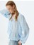 Hakim Yaka Bluz Bağcık Detaylı Uzun Kollu Düğmeli Fırfırlı 1