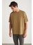 Blas Erkek Basic Oversize %100 Pamuklu Organik Pamuklu Örme Bisiklet Yaka Camel T-shirt 4