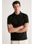 Laporte Erkek Dokulu Kumaşlı Slim Fit Siyah Polo Yaka T-Shirt 2