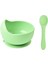 Silikon Beslenme Seti, Silikon Vakumlu Mama Tabağı, Silikon Kasesi, Çatal-kaşık / Yeşil 5