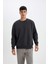 Erkek Antrasit Oversize Fit Bisiklet Yaka Kalın Kumaş Basic Düz Sweatshirt T5139AZ24AU 1