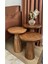 Wooden 3’lü Set Fitilli Mantar Yan Sehpa Modern Açık Ceviz Renk Fiskos / Çiçeklik Zigon Sehpa 2