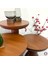 Wood Wooden 3’lü Set Mantar Yan Sehpa Ahşap Modern Ceviz Renk Fiskos Çiçeklik 3