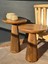 Wood Wooden 2’li Set Fitilli Derin Çizgili Mantar Yan Sehpa Modern Açık Ceviz Renk Fiskos 2
