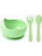 Silikon Beslenme Seti, Vakumlu Mama Tabağı ve Kase, Kelebek Önlük, Bardak, Çatal, Kaşık / Yeşil 4