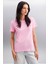 Samantha Kadın Comfort Fit %100 Organik Pamuklu Basic Örme Pembe T-shirt 1