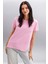 Samantha Kadın Comfort Fit %100 Organik Pamuklu Basic Örme Pembe T-shirt 4