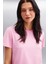 Samantha Kadın Comfort Fit %100 Organik Pamuklu Basic Örme Pembe T-shirt 5