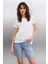 Samantha Kadın Comfort Fit %100 Organik Pamuklu Basic Örme Beyaz T-shirt 1