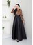 Flok Desenli Saten Abiye 2709 1