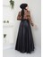 Flok Desenli Saten Abiye 2709 5