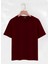 Unisex Oversize Bisiklet Yaka Düz Basic T-Shirt - Bordo 1