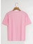 Unisex Oversize Bisiklet Yaka Düz Basic T-Shirt - Pembe 2