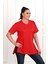 Moda Xlarge Kadın V Yaka Yırtmaçlı Büyük T-Shirt 1199-22 5