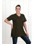 Moda Xlarge Kadın V Yaka Yırtmaçlı Büyük T-Shirt 1199-22 4