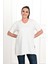 Moda Xlarge Kadın V Yaka Yırtmaçlı Büyük T-Shirt 1199-22 3