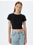Basic Crop Tişört Kısa Kollu Bisiklet Yaka Slim Fit 3