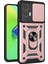 Motorola Moto G53 Için Halka Ayaklı ve Kayar Kamera Kapaklı Telefon Kılıf - Rose Gold (Yurt Dışından) 1