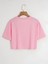 Kadın Oversize Bisiklet Yaka Düz Crop T-Shirt - Pembe 2