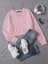 Kadın Basic Crop İçi Polarlı Oversize Sweatshirt – Pembe 1
