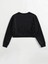 Kadın Basic Crop Içi Polarlı Oversize Sweatshirt - Siyah 2