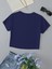 Kadın Kısa Kollu Basic Dar Kalıp Crop T-Shirt - Indigo 2