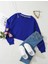 Kadın Basic Crop İçi Polarlı Oversize Sweatshirt – Saks Mavisi 1