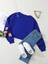Kadın Basic Crop İçi Polarlı Oversize Sweatshirt – Saks Mavisi 2