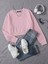 Kadın Basic Crop Içi Polarlı Oversize Sweatshirt - Pembe 1