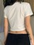 Kelebek Baskılı Beyaz Crop Tshirt S - Beyaz 2