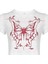Kelebek Baskılı Beyaz Crop Tshirt S - Beyaz 3