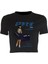 Harajuku Anime Baskılı Siyah Crop Tshirt L 2