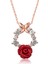 925 Ayar Gümüş Rose Kırmızı Gül Kolye 1