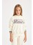 Kız Çocuk 2'li Takım Bisiklet Yaka Baskılı Sweatshirt Geniş Bol Paça Eşofman Altı C7777A824AU 4